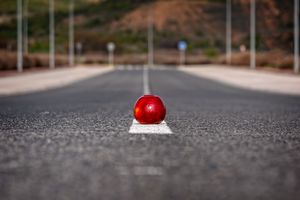 Pomme sur une route